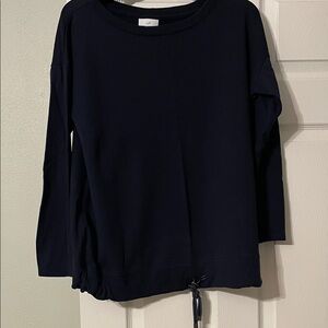 J. Jill Midnight Blue Boatneck French Terry Sweatshirt with adjustable waist